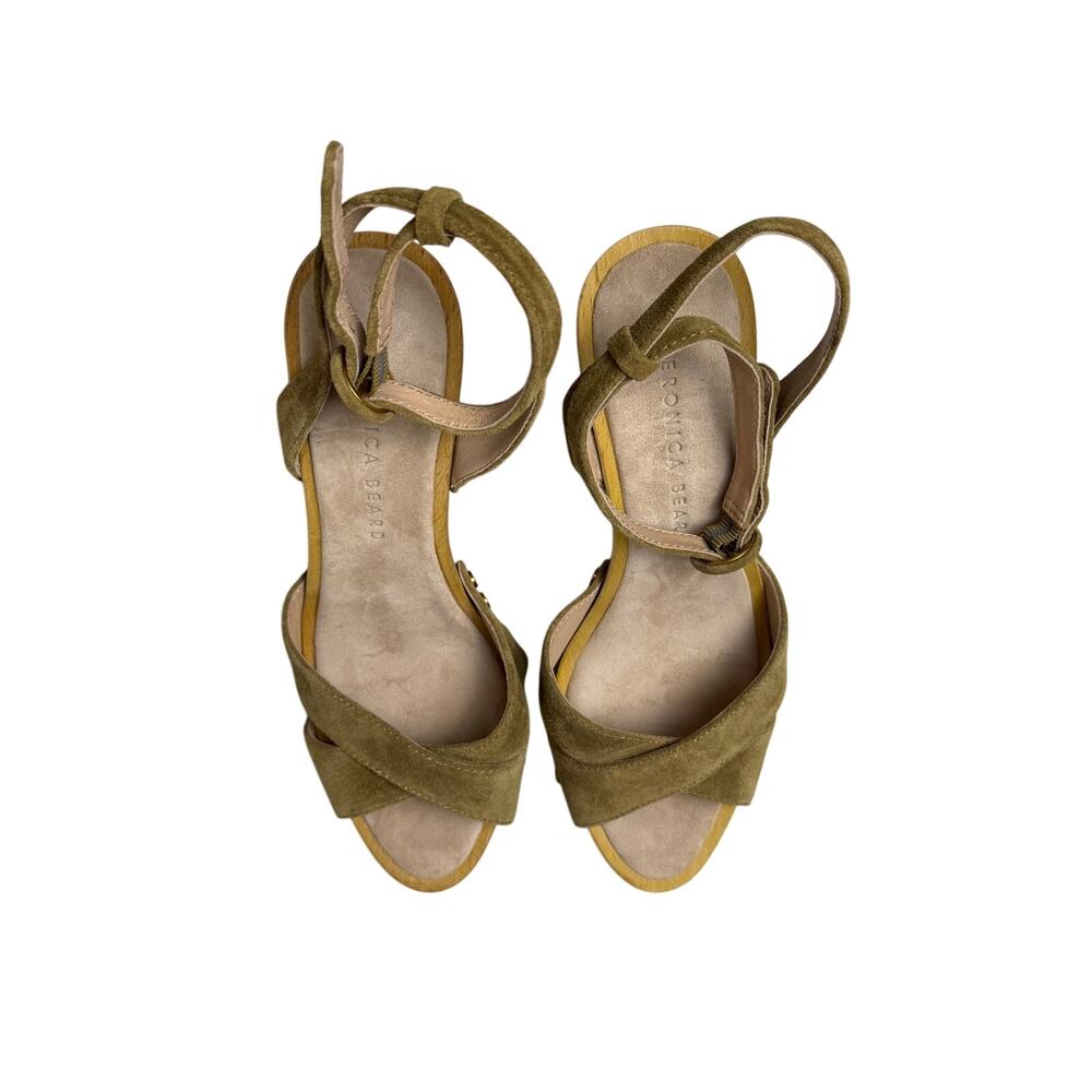 VERONICA BEARD Lamont Platform Ankle Stud Trim Strap Suede Sandal - Picture 6 of 7